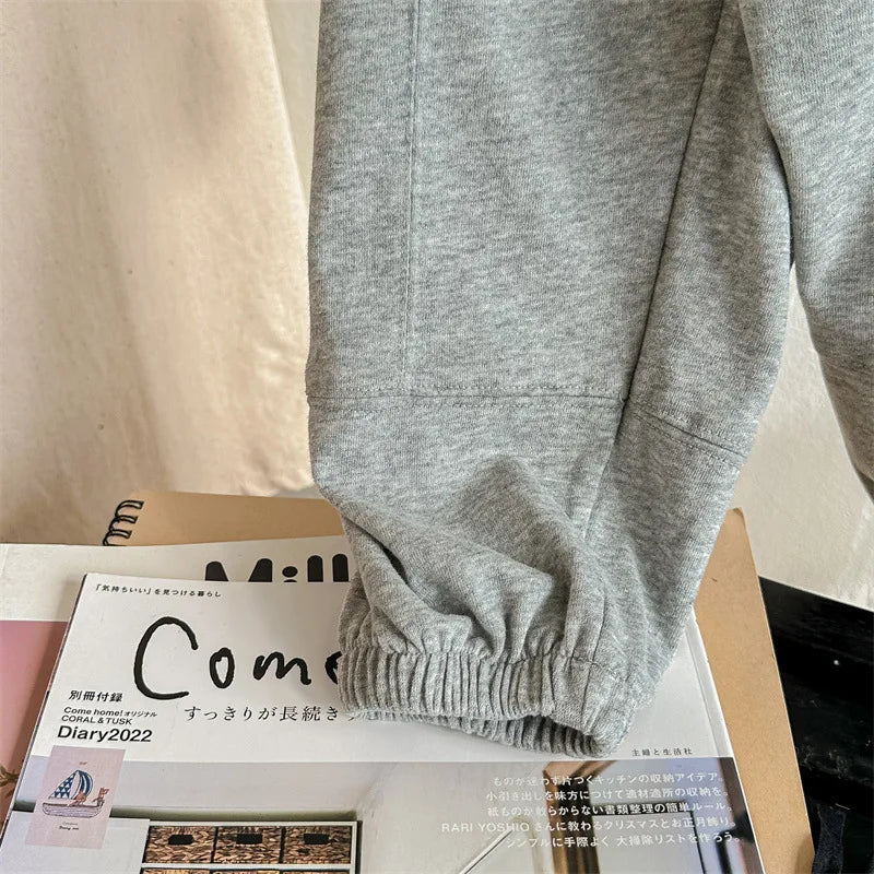 -キッズパンツ スウェットロングパンツ ルーズパンツ ライトグレー/ダークグレー/2カラー - mamahalo shop - ロングパンツ・スウェットパンツ -  べビー服 - 子供服 - 男の子 - 女の子