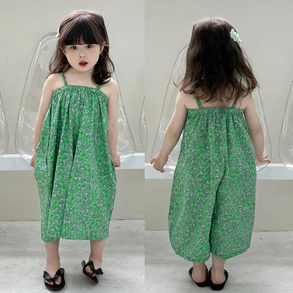 -キッズサロペット キャミソールジャンプスーツ ルーズ グリーン【mh0005836】 - mamahalo shop - ノースリーブジャンプスーツ -  べビー服 - 子供服 - 男の子 - 女の子