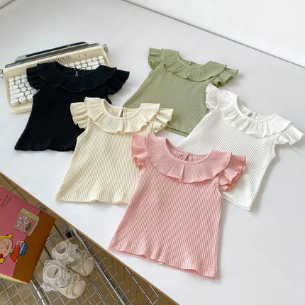 ベビートップス サークルフリル襟 半袖Tシャツ カットソー 5カラー - mamahalo shop - 半袖Tシャツ -  べビー服 - 子供服 - 男の子 - 女の子