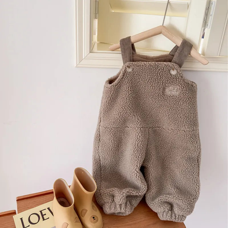 -キッズ ボアフリース サスペンダー パンツ サロペット - mamahalo shop - サロペットパンツ・サスペンダーパンツ -  べビー服 - 子供服 - 男の子 - 女の子