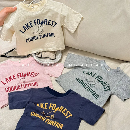 -キッズトップス 半袖Tシャツ アシカプリントロゴ 杢4カラー - mamahalo shop - 半袖Tシャツ -  べビー服 - 子供服 - 男の子 - 女の子