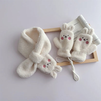 -キッズマフラー ミトン 2点セット 手袋 クマベア うさぎラビット 3カラー ユニセックス 男の子 女の子 子供服【mh0003326】 - mamahalo shop - ネックウォーマー -  べビー服 - 子供服 - 男の子 - 女の子
