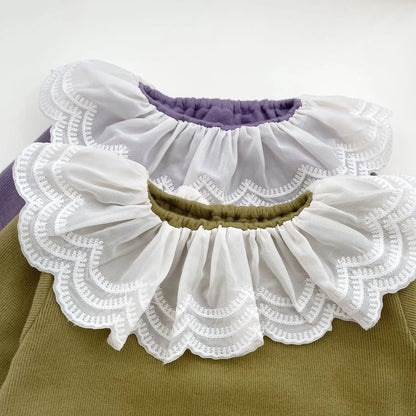 -ベビーセットアップ 2点セット ロータス襟長袖Tシャツブラウス+ブルマパンツインスカート 2カラー【mh0006715】 - mamahalo shop - 長袖セットアップ -  べビー服 - 子供服 - 男の子 - 女の子