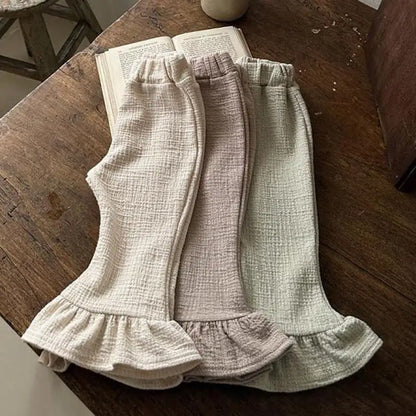-ベビーパンツ フリルフレアパンツ ブーツカット ロングパンツ 3カラー【mh0004807】 - mamahalo shop - ロングパンツ・スウェットパンツ -  べビー服 - 子供服 - 男の子 - 女の子