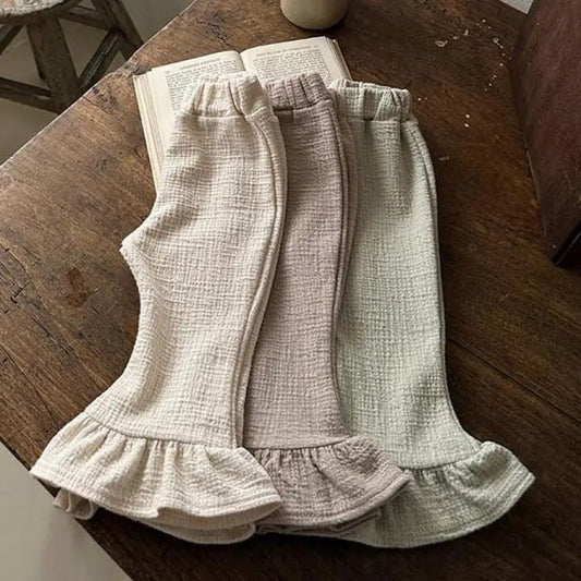 -ベビーパンツ フリルフレアパンツ ブーツカット ロングパンツ 3カラー【mh0004807】 - mamahalo shop - ロングパンツ・スウェットパンツ -  べビー服 - 子供服 - 男の子 - 女の子
