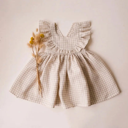 -キッズワンピース フリルコットンリネン ノースリーブワンピース【mh0005750】 - mamahalo shop - ノースリーブワンピース -  べビー服 - 子供服 - 男の子 - 女の子