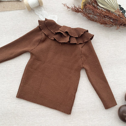 -ベビー キッズ ニット フリルカラー カットソー シャツ トップス セーター 4カラー ガールズ【mh0002321】 - mamahalo shop - ニット・セーター -  べビー服 - 子供服 - 男の子 - 女の子