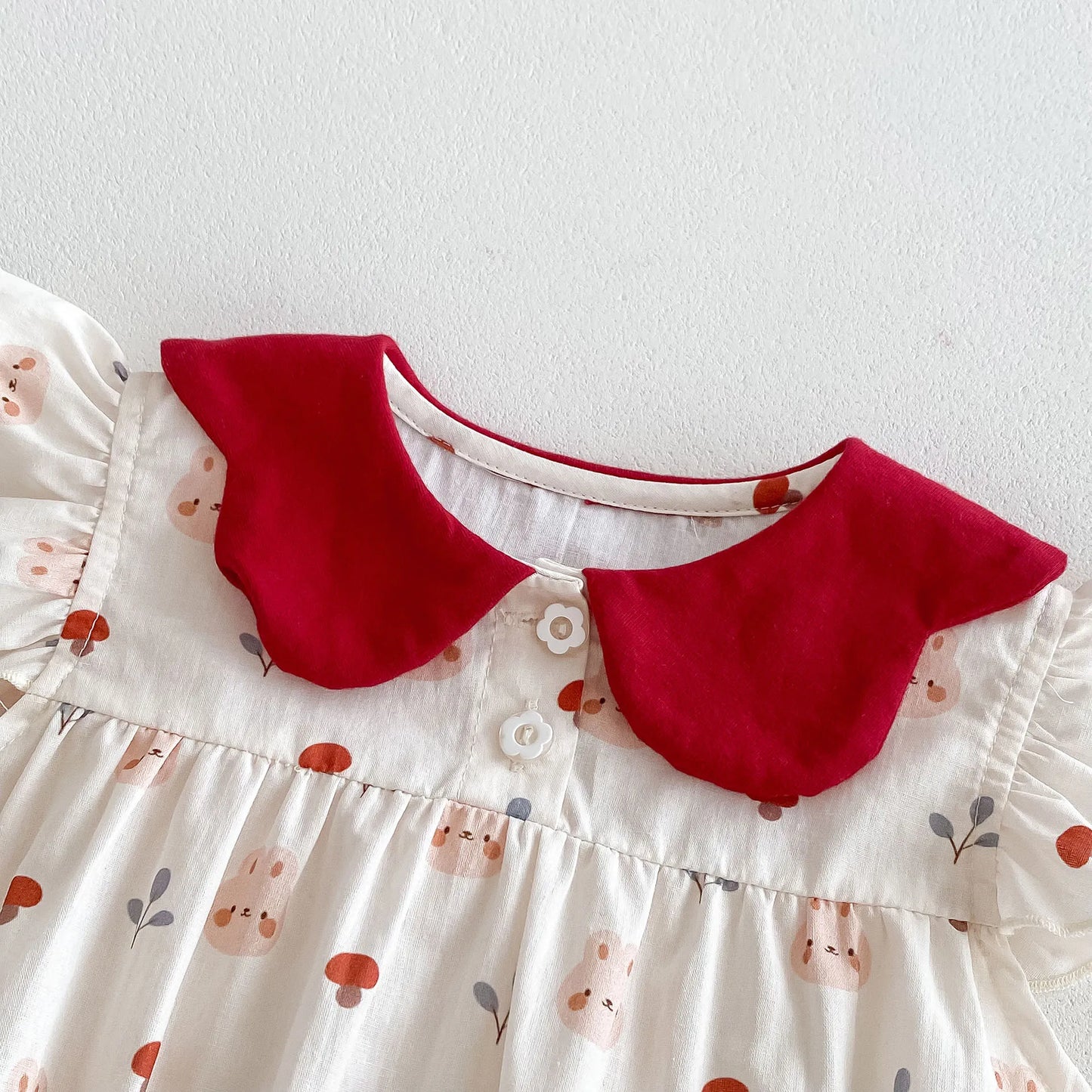 -ベビーロンパース 半袖フリルボディスーツ うさぎバニープリント【mh0005095】 - mamahalo shop - 半袖ロンパース -  べビー服 - 子供服 - 男の子 - 女の子