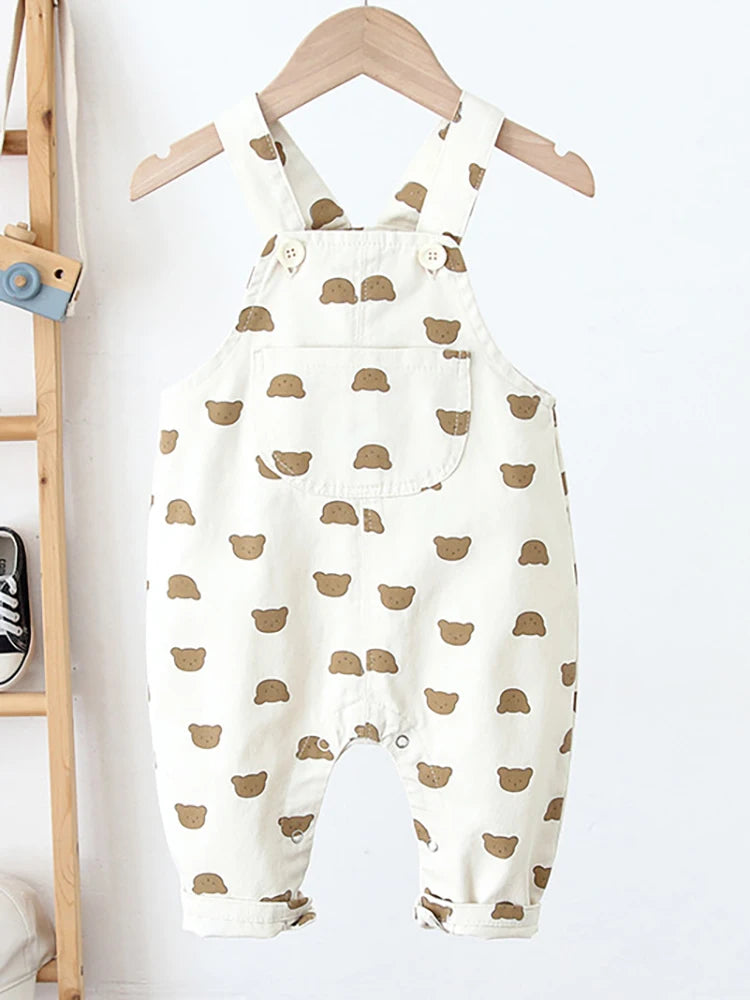 -ベビーオーバーオール サスペンダーパンツ サロペット ベアくまプリント 2カラー - mamahalo shop - オーバーオール -  べビー服 - 子供服 - 男の子 - 女の子