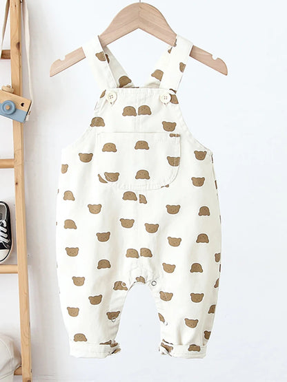 -ベビーオーバーオール サスペンダーパンツ サロペット ベアくまプリント 2カラー - mamahalo shop - オーバーオール -  べビー服 - 子供服 - 男の子 - 女の子