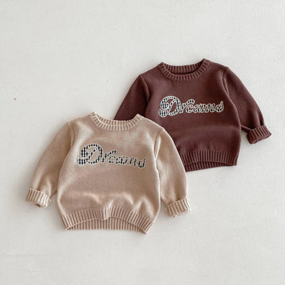 -キッズトップス ニットセーター レターロゴ刺繍 2カラー【mh0006663】 - mamahalo shop - ニット・セーター -  べビー服 - 子供服 - 男の子 - 女の子