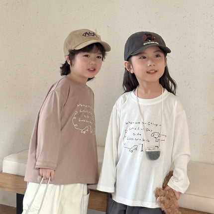 キッズトップス 犬ドッグレターロゴプリント長袖Tシャツ - mamahalo shop - 長袖Tシャツ -  べビー服 - 子供服 - 男の子 - 女の子