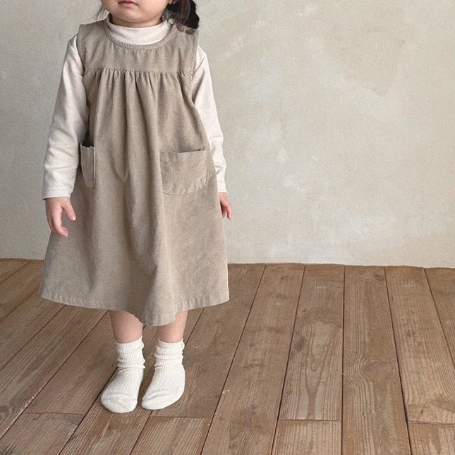 キッズワンピース コーデュロイ ノースリーブワンピース 2カラー - mamahalo shop - ノースリーブワンピース - ベビー服 - 子供服 - 男の子 - 女の子