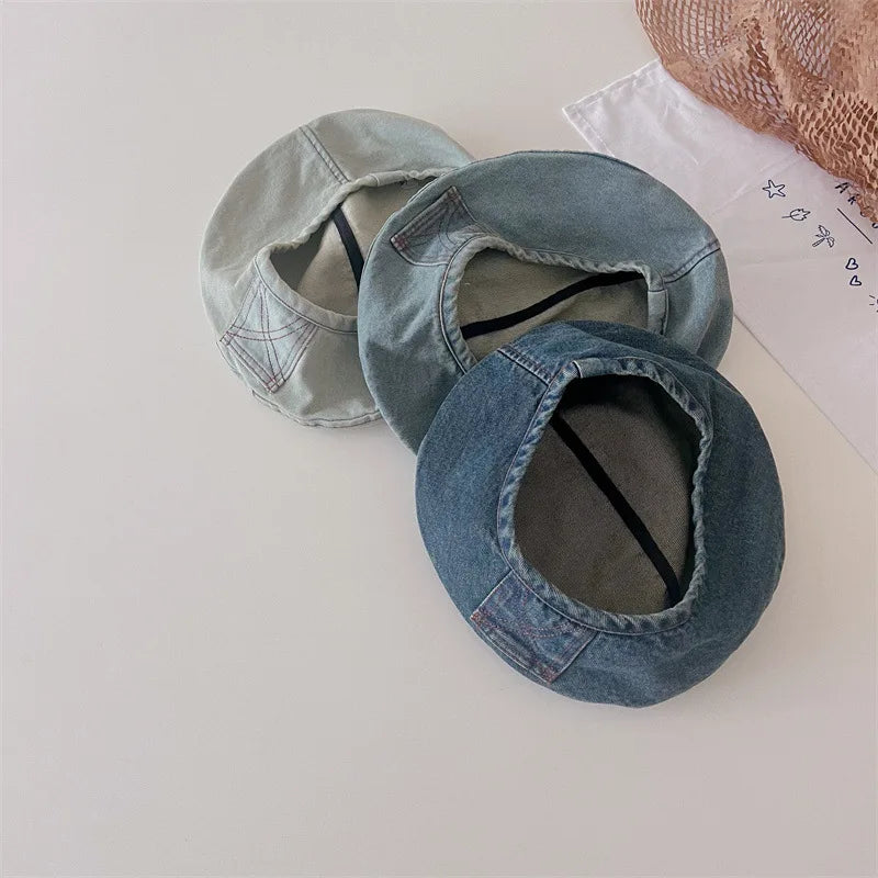 -キッズ帽子 デニム ベレー帽 ハット 3カラー - mamahalo shop - ベビー用帽子 -  べビー服 - 子供服 - 男の子 - 女の子