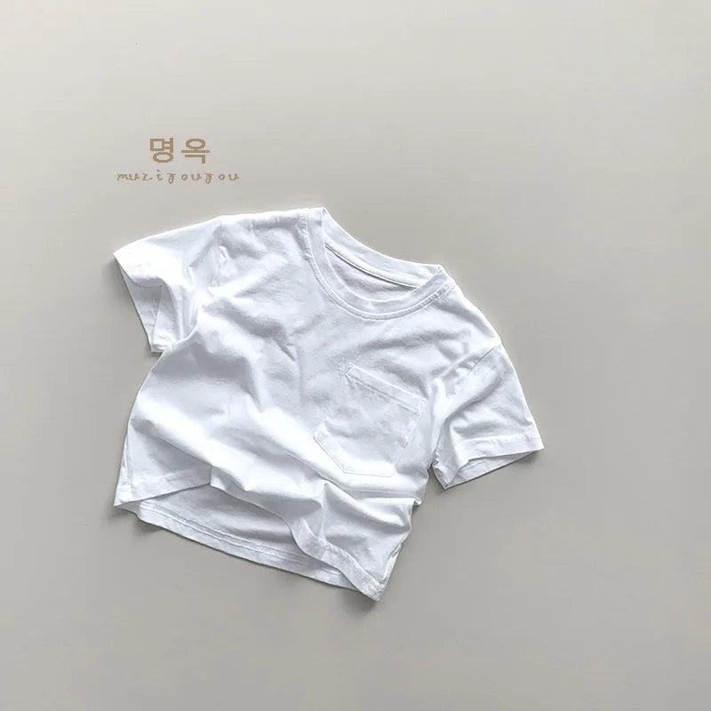 -キッズトップス 半袖ポケットTシャツ シンプルベーシック 5カラー【mh0005518】 - mamahalo shop - 半袖Tシャツ -  べビー服 - 子供服 - 男の子 - 女の子