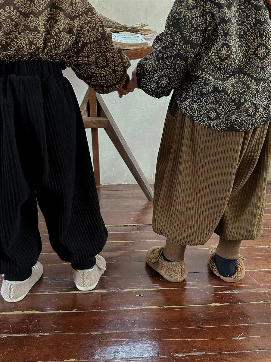 -キッズパンツ コーデュロイジョガーパンツ カーキ ブラック コーヒー 3カラー ボーイズ 男の子 子供服 - mamahalo shop - ロングパンツ・スウェットパンツ -  べビー服 - 子供服 - 男の子 - 女の子