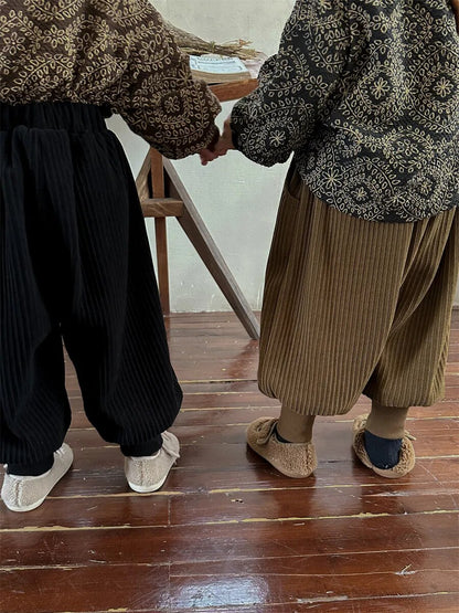 -キッズパンツ コーデュロイジョガーパンツ カーキ ブラック コーヒー 3カラー ボーイズ 男の子 子供服 - mamahalo shop - ロングパンツ・スウェットパンツ -  べビー服 - 子供服 - 男の子 - 女の子