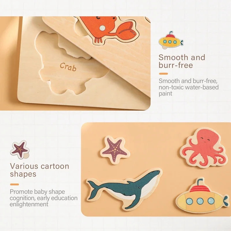 -ジグソー パズル セット 木製 おもちゃ 動物 野菜 ボード マッチング【mh0001027】 - mamahalo shop - Toy (おもちゃ・木製玩具）etc. -  べビー服 - 子供服 - 男の子 - 女の子