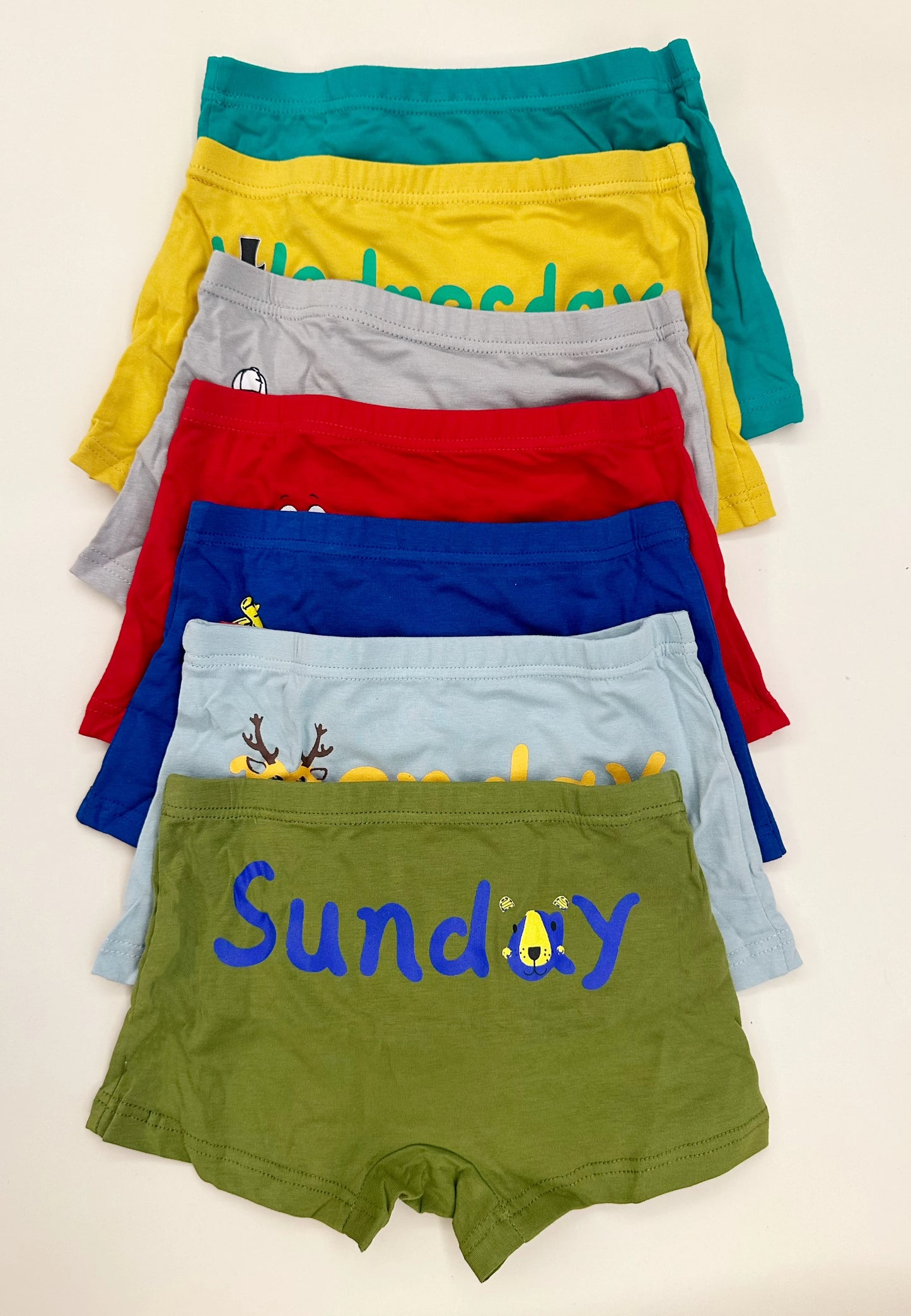 -☺︎ キッズショーツ 男の子下着 ボーイズパンツ アンダーウェア 7枚セット ボクサーブリーフ 曜日デザイン - mamahalo shop - 幼児用下着 -  べビー服 - 子供服 - 男の子 - 女の子