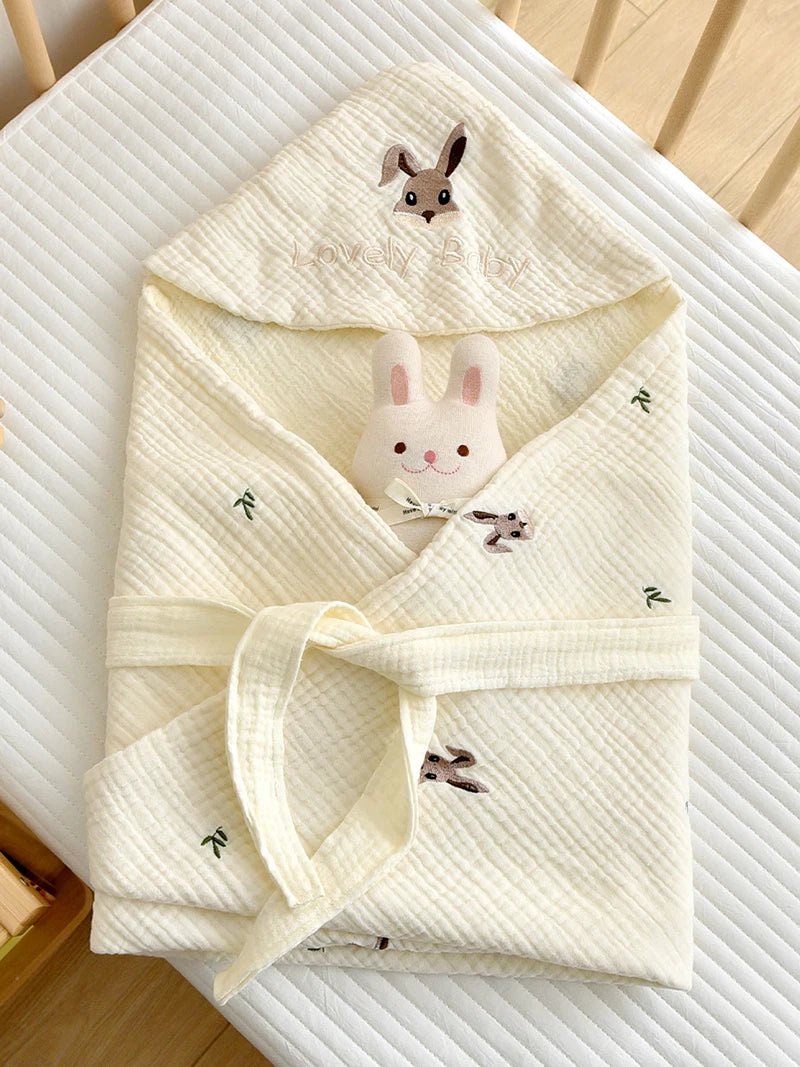 -ベビーブランケット おくるみ スワドル ベアくま うさぎバニー 刺繍 - mamahalo shop - ベビーブランケット・タオル -  べビー服 - 子供服 - 男の子 - 女の子