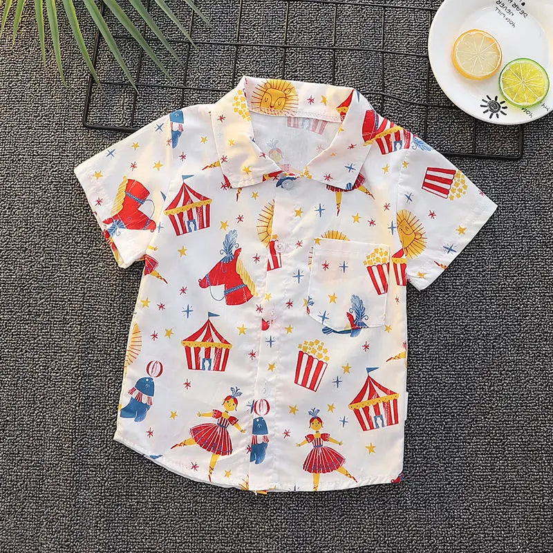 -キッズトップス プリント半袖シャツ タイガー虎 くまベア パンダ ワニ - mamahalo shop - 半袖シャツ・ブラウス -  べビー服 - 子供服 - 男の子 - 女の子