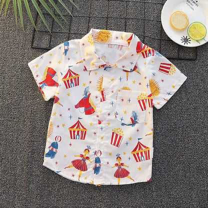 -キッズトップス プリント半袖シャツ タイガー虎 くまベア パンダ ワニ - mamahalo shop - 半袖シャツ・ブラウス -  べビー服 - 子供服 - 男の子 - 女の子