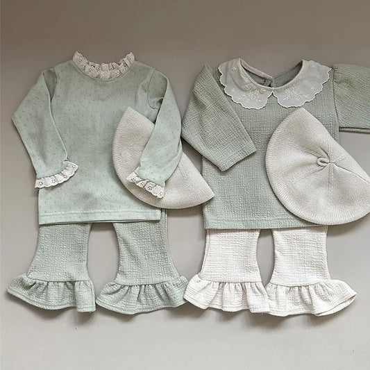 -ベビーパンツ フリルフレアパンツ ブーツカット ロングパンツ 3カラー【mh0004807】 - mamahalo shop - ロングパンツ・スウェットパンツ -  べビー服 - 子供服 - 男の子 - 女の子