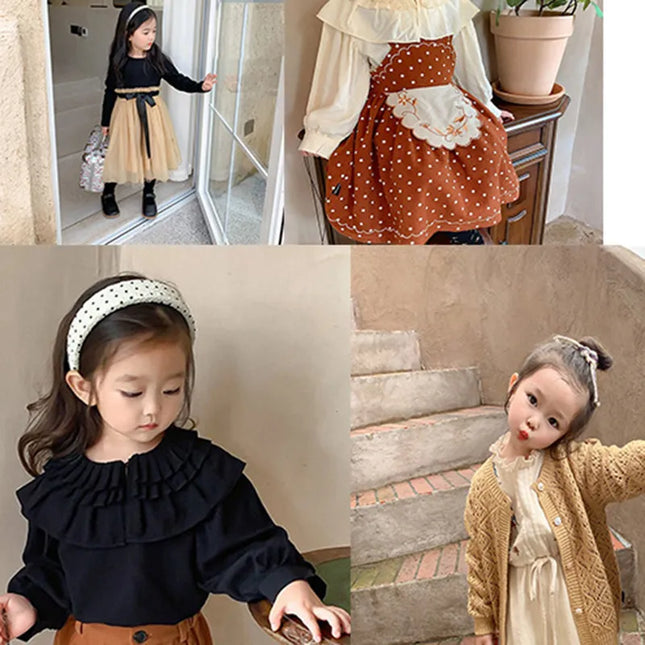 ★キッズ フラワー 刺繍 エプロン ワンピース - mamahalo shop - 長袖ワンピース - ベビー服 - 子供服 - 男の子 - 女の子