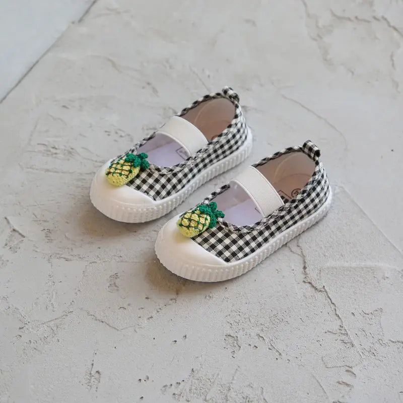 -ベビー キッズ みずたま チェック さくらんぼ あひる スマイル キャンバス バレエ シューズ 上履き - mamahalo shop - 靴 -  べビー服 - 子供服 - 男の子 - 女の子