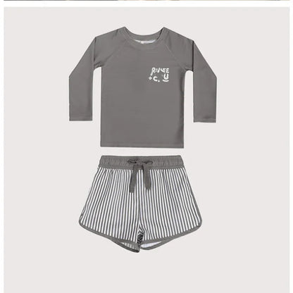 -キッズ水着 セパレート 長袖トップス+パンツ スイムウェア ラッシュガード ボーイズ 2カラー【mh0005809】 - mamahalo shop - ベビー用水着 -  べビー服 - 子供服 - 男の子 - 女の子