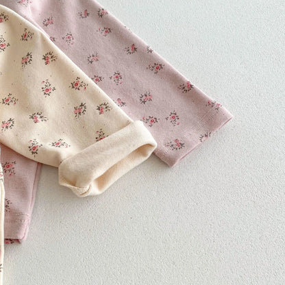 -キッズパジャマセット フラワー小花柄プリント長袖Tシャツ+ロングパンツ 2カラー【mh0006974】 - mamahalo shop - 長袖セットアップ -  べビー服 - 子供服 - 男の子 - 女の子