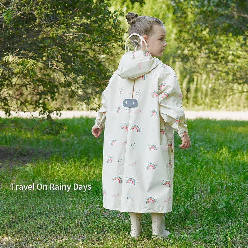-キッズレインコート 雨具 ランドセル対応フーディレインジャケット チェリー/レインボー/水玉ドットプリント - mamahalo shop - レインコート -  べビー服 - 子供服 - 男の子 - 女の子