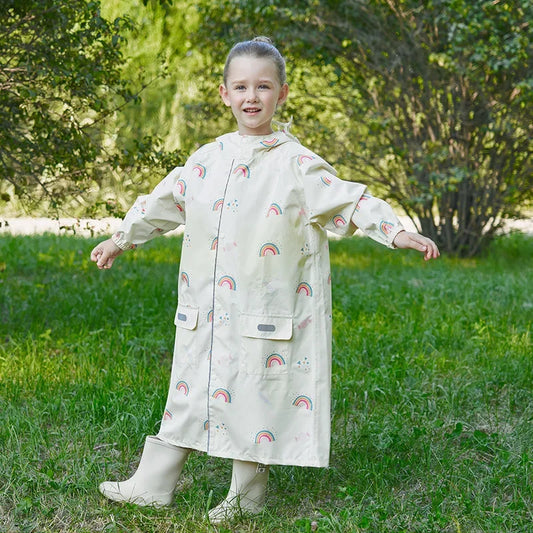 -キッズレインコート 雨具 ランドセル対応フーディレインジャケット チェリー/レインボー/水玉ドットプリント - mamahalo shop - レインコート -  べビー服 - 子供服 - 男の子 - 女の子