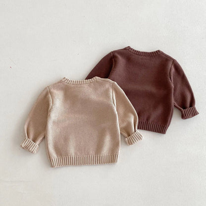 -キッズトップス ニットセーター レターロゴ刺繍 2カラー【mh0006663】 - mamahalo shop - ニット・セーター -  べビー服 - 子供服 - 男の子 - 女の子