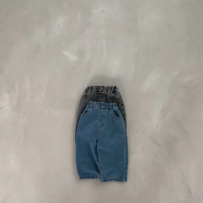 -ベビーパンツ デニムパンツ シンプルベーシック ジーンズ ジーパン 2カラー - mamahalo shop - デニムパンツ -  べビー服 - 子供服 - 男の子 - 女の子