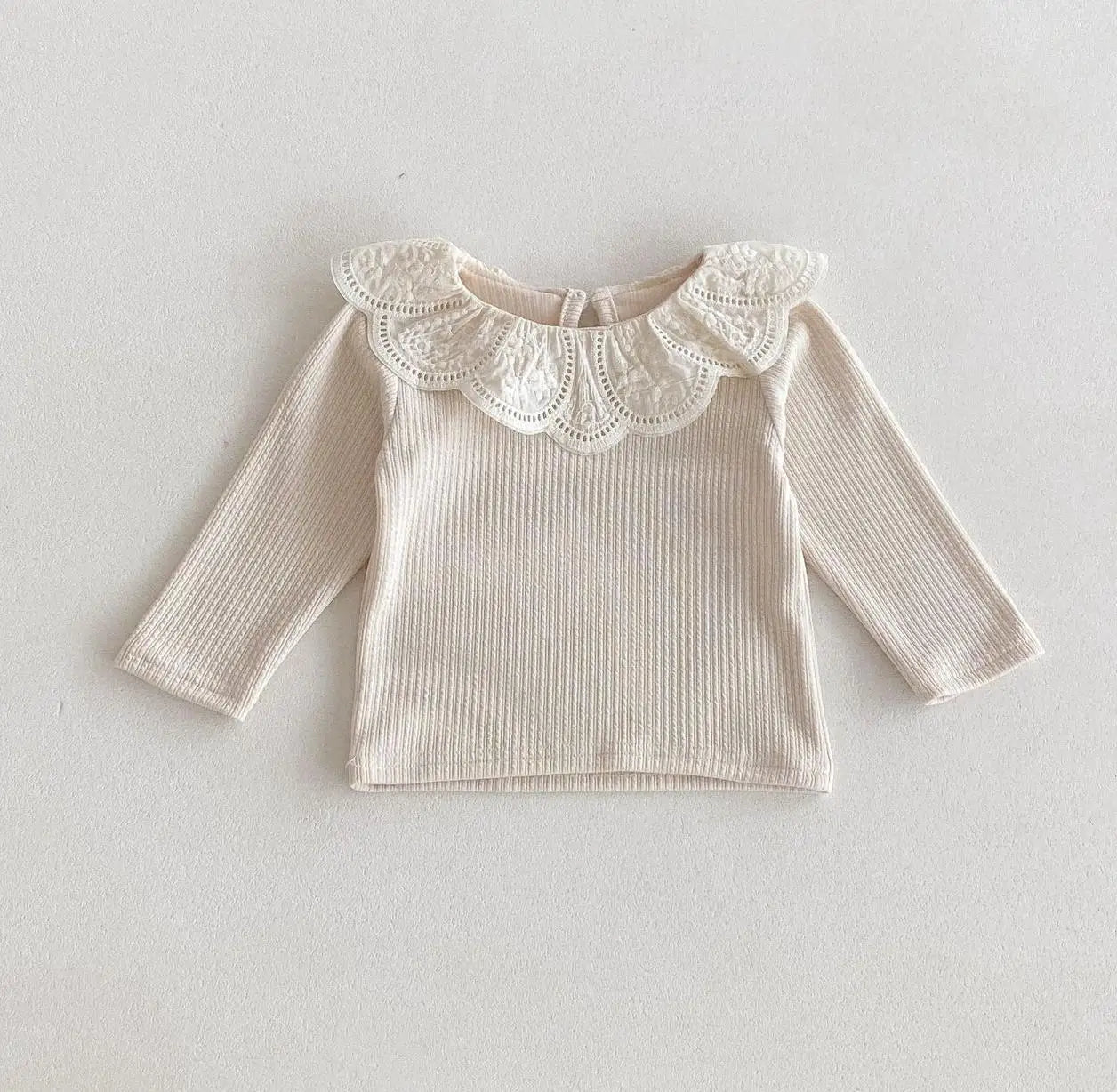 -ベビートップス 長袖Tシャツ フラワーレース襟 3カラー【mh0006370】 - mamahalo shop - 長袖Tシャツ -  べビー服 - 子供服 - 男の子 - 女の子