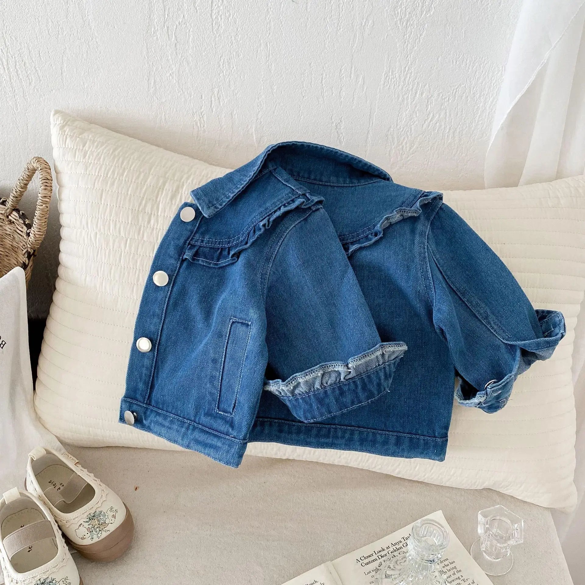 -キッズアウター デニムジャケット フリルコート Gジャン - mamahalo shop - ショートコート・ジャケット・ジャンパー -  べビー服 - 子供服 - 男の子 - 女の子