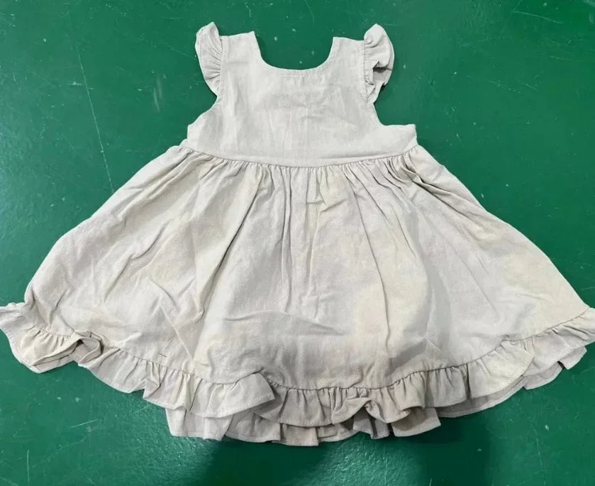 -キッズワンピース ノースリーブバックオープンフリルサマードレス 2カラー【mh0005832】 - mamahalo shop - ノースリーブワンピース -  べビー服 - 子供服 - 男の子 - 女の子