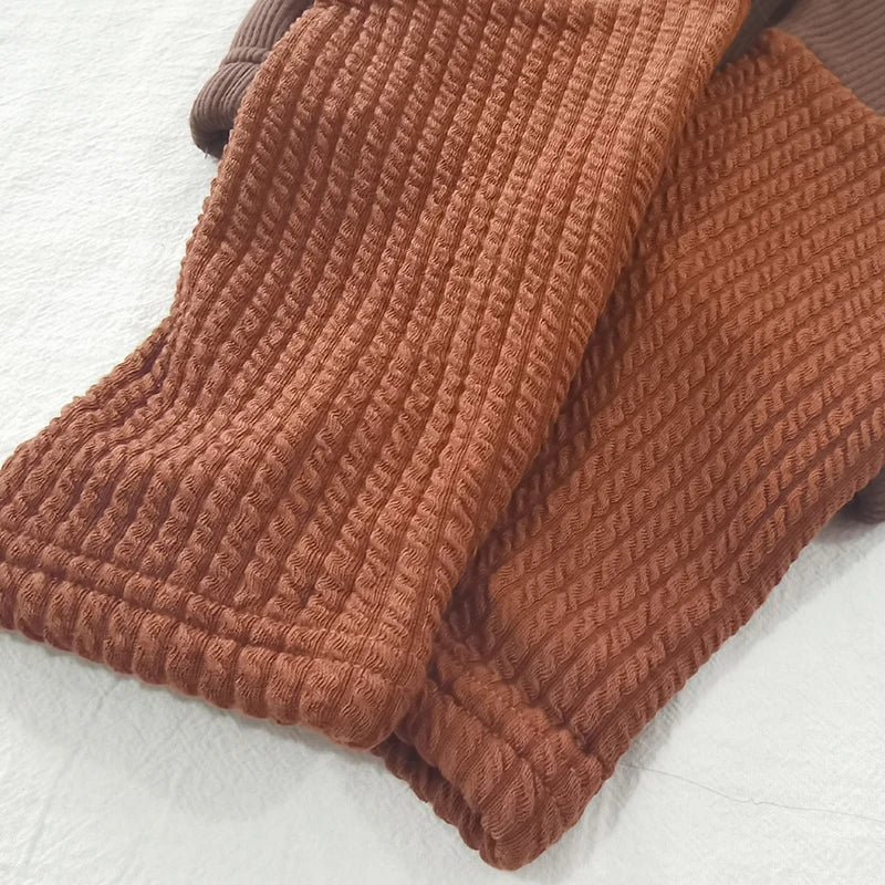 -ベビーレギンスパンツ パッチワーク 裏フリース レギンスパンツ ブラウン ユニセックス 男の子 女の子 子供服【mh0003260】 - mamahalo shop - レギンスパンツ -  べビー服 - 子供服 - 男の子 - 女の子