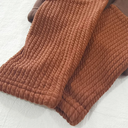 -ベビーレギンスパンツ パッチワーク 裏フリース レギンスパンツ ブラウン ユニセックス 男の子 女の子 子供服【mh0003260】 - mamahalo shop - レギンスパンツ -  べビー服 - 子供服 - 男の子 - 女の子