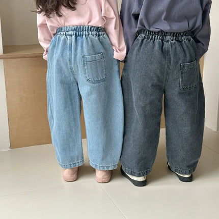 キッズパンツ タックアクセントルーズデニムパンツジーンズ - mamahalo shop - デニムパンツ -  べビー服 - 子供服 - 男の子 - 女の子