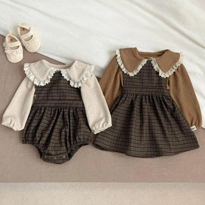 -ベビーロンパース/ワンピース/トップス ノースリーブ チェック - mamahalo shop - ノースリーブロンパース -  べビー服 - 子供服 - 男の子 - 女の子