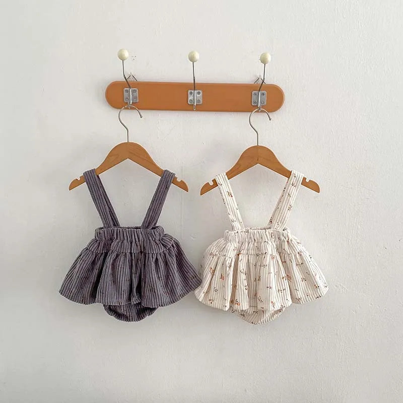 -ベビートップス/ブルマ 長袖襟付きTシャツブラウス/コーデュロイサスペンダースカート 2カラー【mh0006469】 - mamahalo shop - 長袖セットアップ -  べビー服 - 子供服 - 男の子 - 女の子