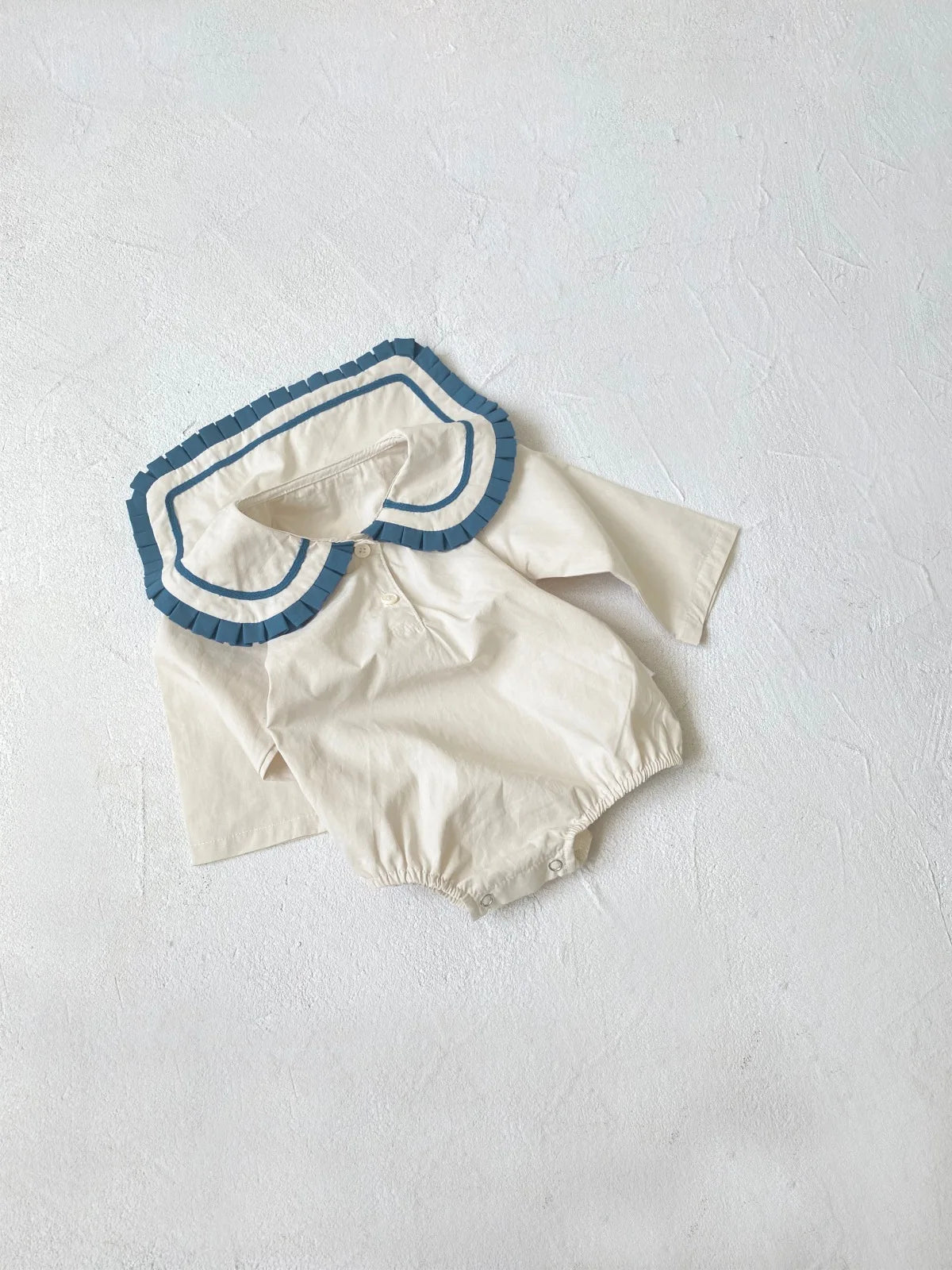 -ベビーロンパース マリンスタイルネイビーセーラーカラー長袖ボディスーツ 2カラー - mamahalo shop - 長袖ロンパース -  べビー服 - 子供服 - 男の子 - 女の子