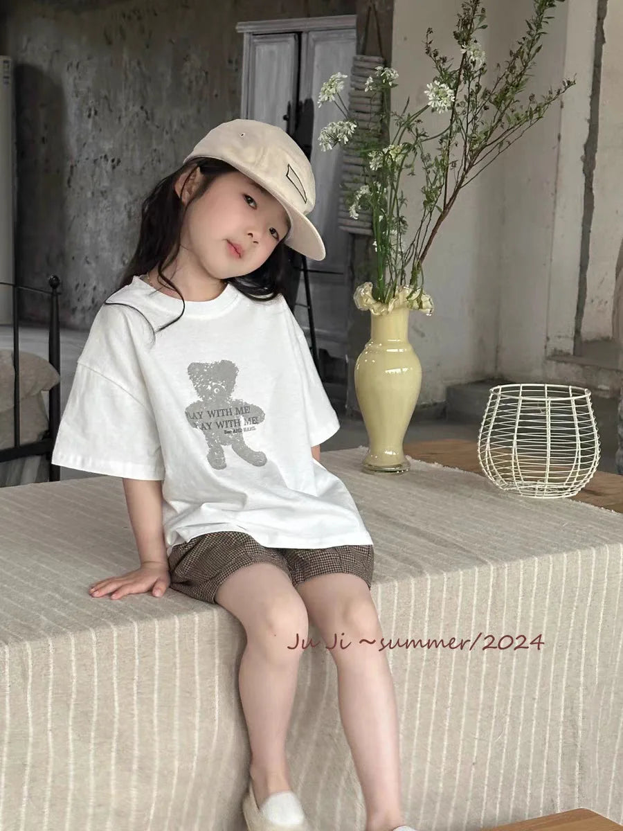 -ベビートップス 半袖プリントTシャツ ベアくまプリント 2カラー【mh0005473】 - mamahalo shop - 半袖Tシャツ -  べビー服 - 子供服 - 男の子 - 女の子