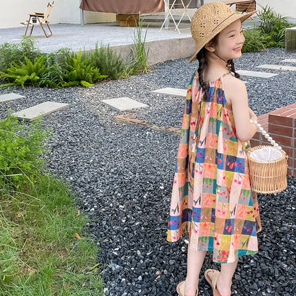 ☺︎ キッズワンピース カラフルチェック キャミソール ルーズワンピース - mamahalo shop - ノースリーブワンピース -  べビー服 - 子供服 - 男の子 - 女の子