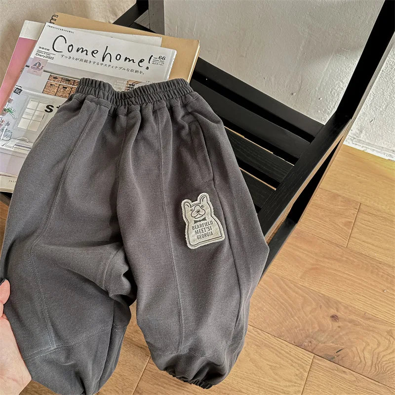 -キッズパンツ スウェットロングパンツ ルーズパンツ ライトグレー/ダークグレー/2カラー - mamahalo shop - ロングパンツ・スウェットパンツ -  べビー服 - 子供服 - 男の子 - 女の子