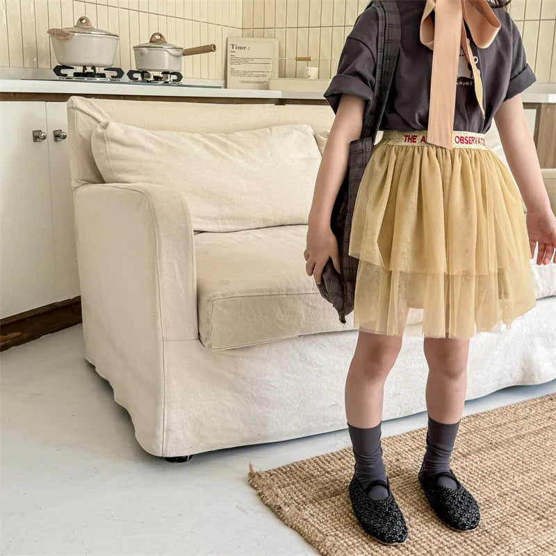 -キッズスカート チュチュ チュールスカート ティアードスカート レターロゴウエスト 2カラー - mamahalo shop - スカート -  べビー服 - 子供服 - 男の子 - 女の子
