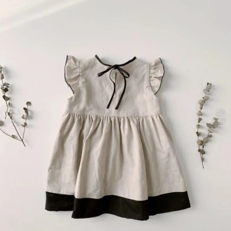 -キッズワンピース フリルスリーブ 半袖 ドレスワンピース バックリボン お出かけ【mh0005141】 - mamahalo shop - 半袖ワンピース -  べビー服 - 子供服 - 男の子 - 女の子