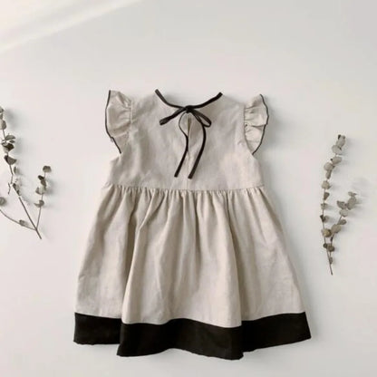 -キッズワンピース フリルスリーブ 半袖 ドレスワンピース バックリボン お出かけ【mh0005141】 - mamahalo shop - 半袖ワンピース -  べビー服 - 子供服 - 男の子 - 女の子